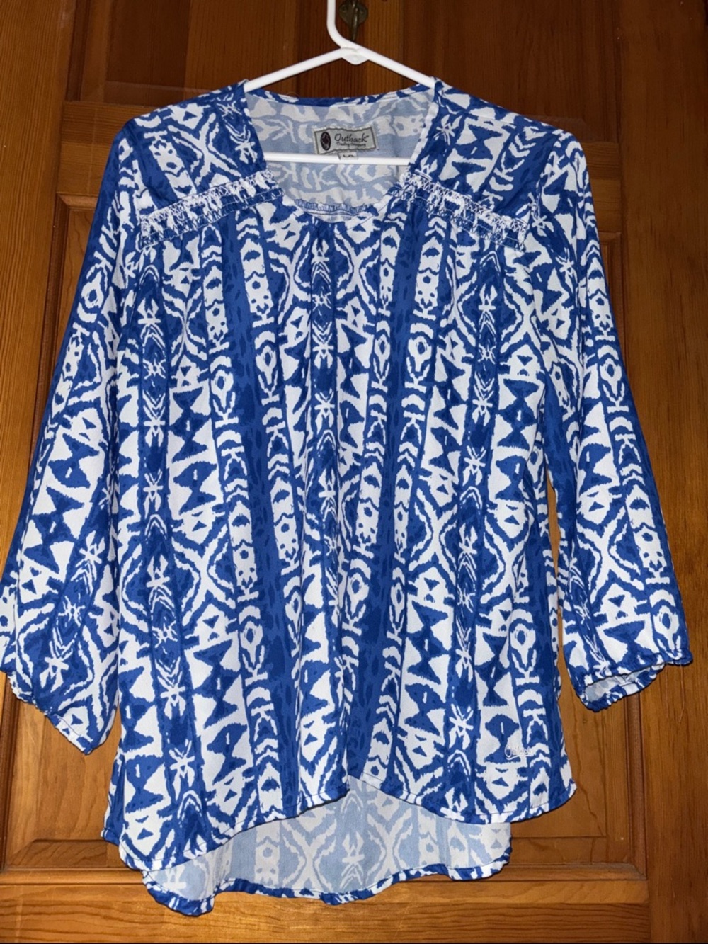 Wrangler Blue & White Printed Peasant Tunic